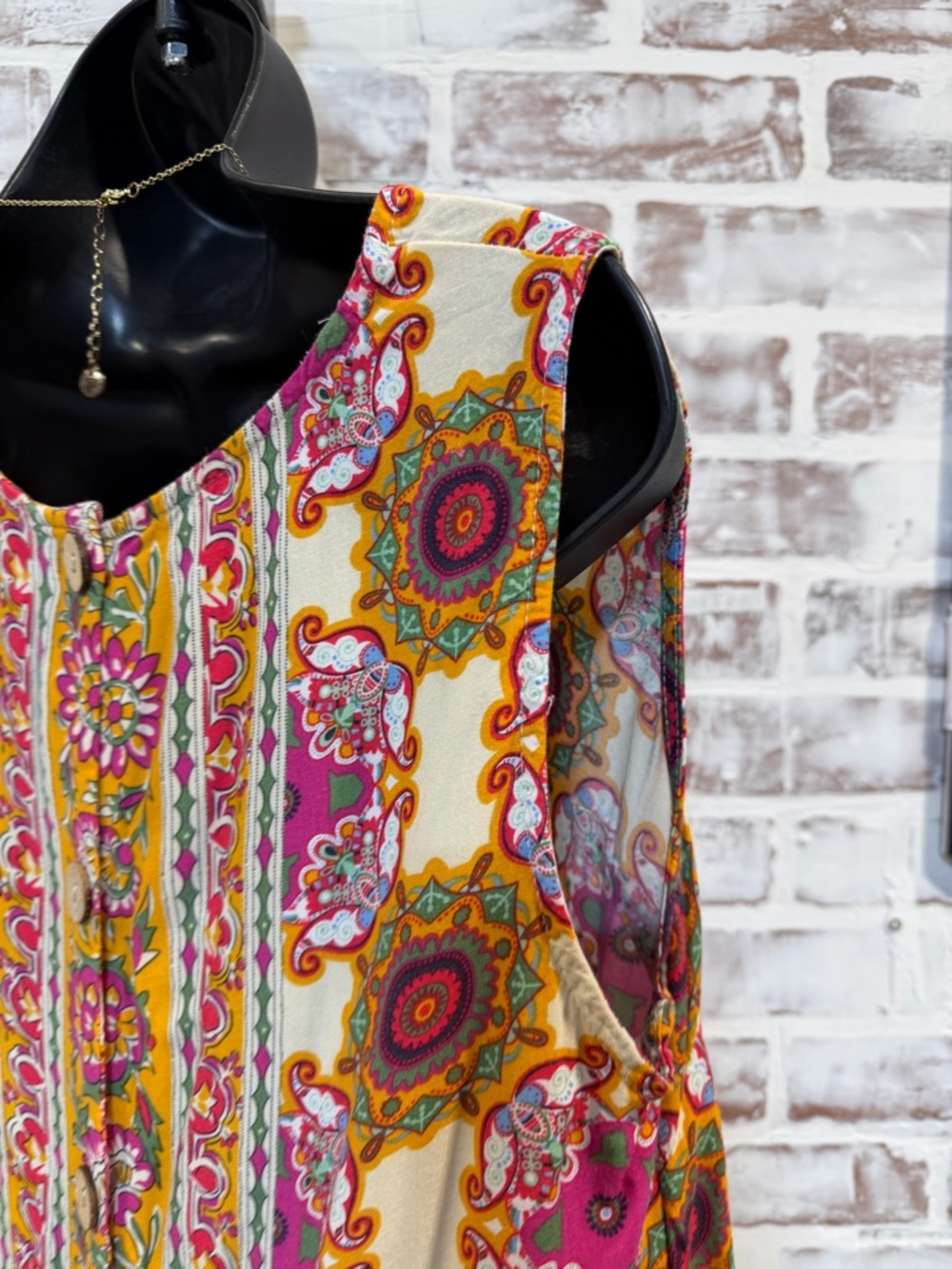 Sleeveless Floral Print Tank Top in Pink and Yellow XL - Picture 4 of 6